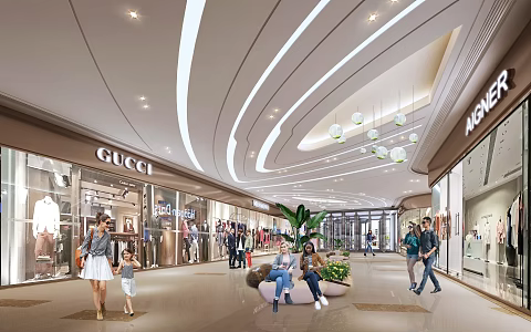 Style mall entrance passage space 3d model