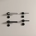 Black Door Handles With Various Designs And Different Shapes On White Surface 3d model