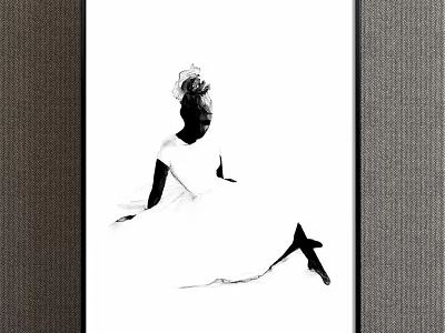 Black and White Female Figure Painting With Sitting Pose And Elegant Hairstyle 3d model