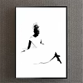Black and White Female Figure Painting With Sitting Pose And Elegant Hairstyle