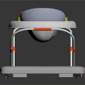 Baby Walker With Green Control Panel Colorful Buttons And Gray Polka Dot Seat
