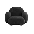 Beige Single Sofa With Soft Fluffy Fabric Rounded Armrests And Wooden Legs