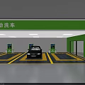 Convenient 24 Hour Shared Self Service Car Wash Parking Lot With Vehicles And Facilities