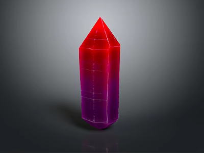 Geometric Crystal Shaped Object With Red Purple Gradient On Dark Background And Reflection 3d model