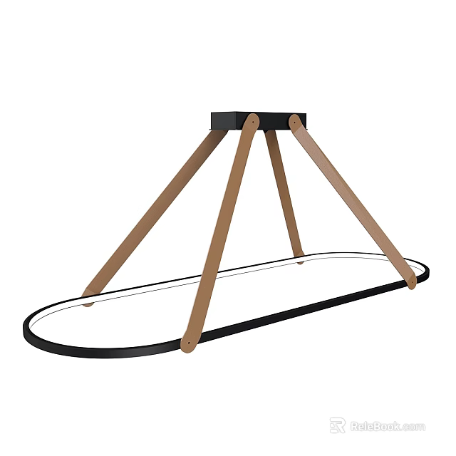 Modern Chandelier Design with Black Top Wooden Triangular Stands and Ring Base 3d model 