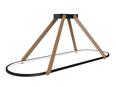 Modern Chandelier Design with Black Top Wooden Triangular Stands and Ring Base 3d model