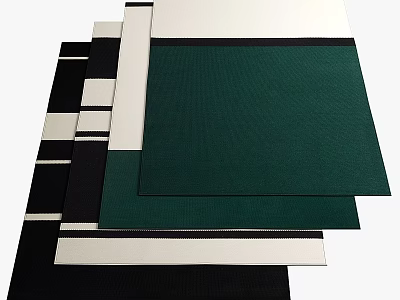 Modern Square Rugs With Green Black White Woven Patterns And Textures 3d model