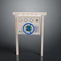 Industrial Control Panel Equipment With White Frame Blue Knob And Gauges