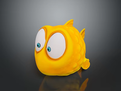 small yellow croaker fish small fish cartoon animals marine creatures eyes round cute cartoon characters cartoon characters characters game characters 3d model