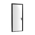 Modern Minimalist Interior Hinged Door With White Panel Black Frame And Metal Handle