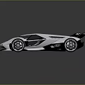 Futuristic Concept Race Car with Sleek Aerodynamic White Body Black Accents Rear Wing Sporty Wheels