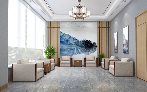 Chinese Reception Room Office Reception Room 3d model