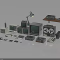 Vintage Electronic Appliances Display With Old Computers Monitors Tape Recorders And Retro Devices