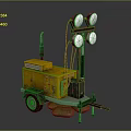 Yellow Trailer Mounted Mobile Lighting Equipment With Four Round Lamps And Generator Box