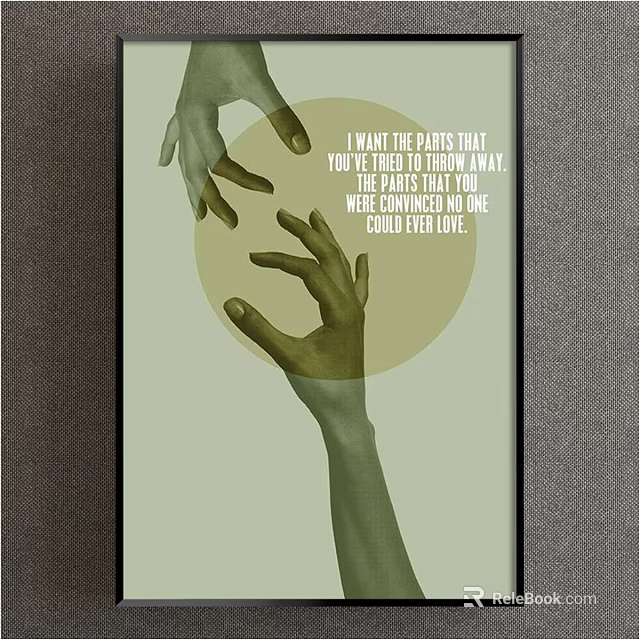 Creative Modern Art Poster With Hands Illustration And Typography Elements 3d model 
