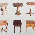 Assorted Design Wooden Side Tables Featuring Round Square Tops Carved Legs And Storage Drawer