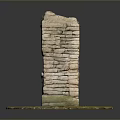 Rustic Handcrafted Stone Fireplace Structure With Stone Walls And Mossy Base Table