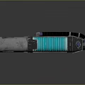 Futuristic Sci Fi Weapon Featuring Metallic Body Blue Glowing Core And Mechanical Grip