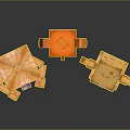 Minecraft Blocky Characters And Creatures With Orange Red Yellow Facial Expressions And Green Plant Decorations