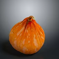Fresh Orange Round Pumpkin With White Spots On Dark Background 3d model