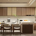 Modern Living Dining Room Interior Design With Wooden Cabinets Dining Table Chairs And Green Plant