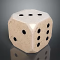 Off White Marble Texture Household Dice With Black Dots Smooth Surface And Reflective Base 3d model