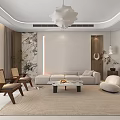 Elegant Modern Living Dining Room Interior With Sofa TV Wall And Open Layout Design 3d model