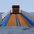 Industrial Vehicle Ramp Equipment With Yellow Blue Grating And Traffic Light For Truck Operation