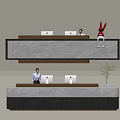 Modern Company Reception Area Bar Reception Desk 3d model