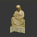 Woman Sculpture Holding Baby Figure Sitting On White Stand