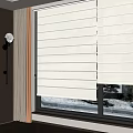White Roman Blinds Modern Window Design With Wall Lamp And Outdoor Trees