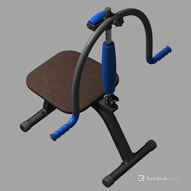 Playground Equipment With Black Frame Brown Seat Blue Handles Adjustable Feature Seated Design Stable Base 3d model 