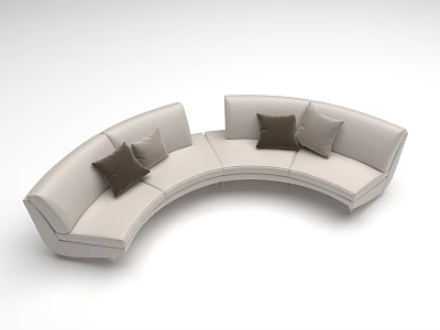 Curved Beige Sofa with Brown Cushions for Modern Living Room Decor 3d model
