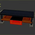 Modern Furniture Table With Blue Tabletop Red Drawers And Gray Legs