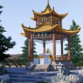 Chinese-style Pavilion Ancient Pavilion Painted Pavilion Landscape Pavilion Hexagonal Pavilion Double-layer Pavilion Landscape Corridor Shelf Leisure Pavilion Wooden Corridor Shelf 3d model