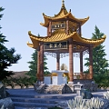 Chinese-style Pavilion Ancient Pavilion Painted Pavilion Landscape Pavilion Hexagonal Pavilion Double-layer Pavilion Landscape Corridor Shelf Leisure Pavilion Wooden Corridor Shelf 3d model