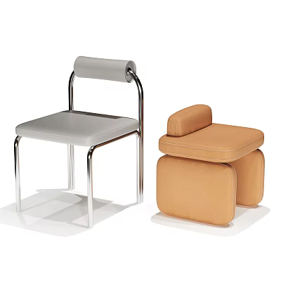 Modern Upholstered Dining Chairs With Gray Brown Seats And Metal Frames 3d model