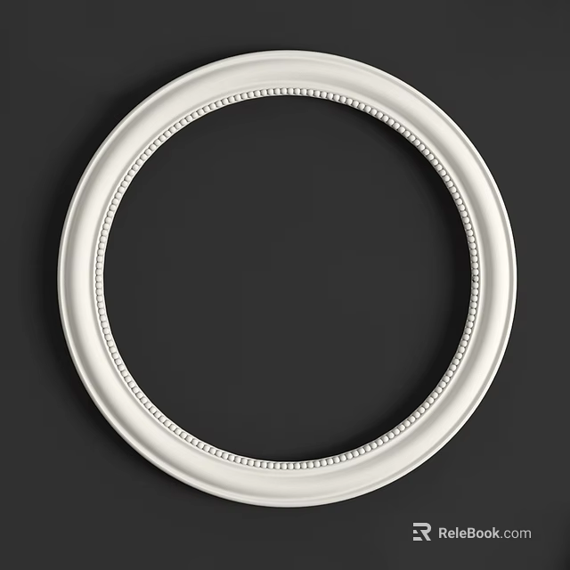 Elegant White Circular Picture Frame With Decorative Edge For Home Decor 3d model 