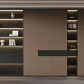 Modern Interior Design With Wooden Cabinetry And Display Shelves Featuring LED Lighting