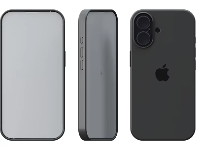 Apple Smartphone With Dual Camera And Three Angle Views In Black Design 3d model