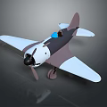 Vintage White And Purple Passenger Airplane Model With Propeller Wings Cockpit And Dark Background Reflection