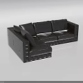 Modern Black Leather Sectional Sofa Set with Tufted Armrests and Base 3d model