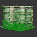 Vintage Red Building Model With Multiple Windows Steps And Green Plants 3d model