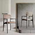 POLLIFORM Modern Dining Chairs With Wooden Frame And Leather Fabric Seats In Minimalist Interior