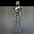 Detailed Silver Metallic Humanoid Robot Figure for Game and Movie Character