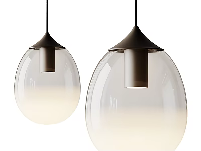 Modern Hanging Pendant Lights With Transparent Glass Shades And Metal Tops 3d model