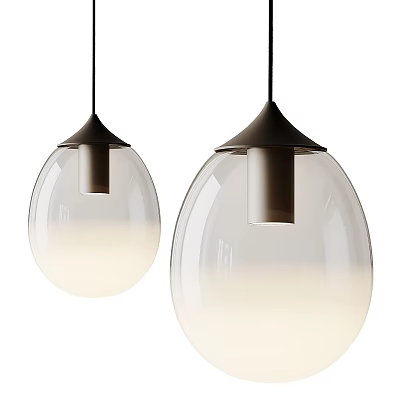 Modern Hanging Pendant Lights With Transparent Glass Shades And Metal Tops 3d model