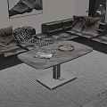 Black Leather Sofa and Marble Coffee Table with Decorative Pillows and Blanket in Living Room
