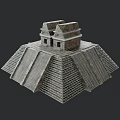 Ancient Stepped Stone Building With Twin Top Structures And Layered Platforms 3d model