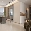 Modern Living And Dining Area Interior With White Sofa TV Wall Coffee Table And Decorative Painting